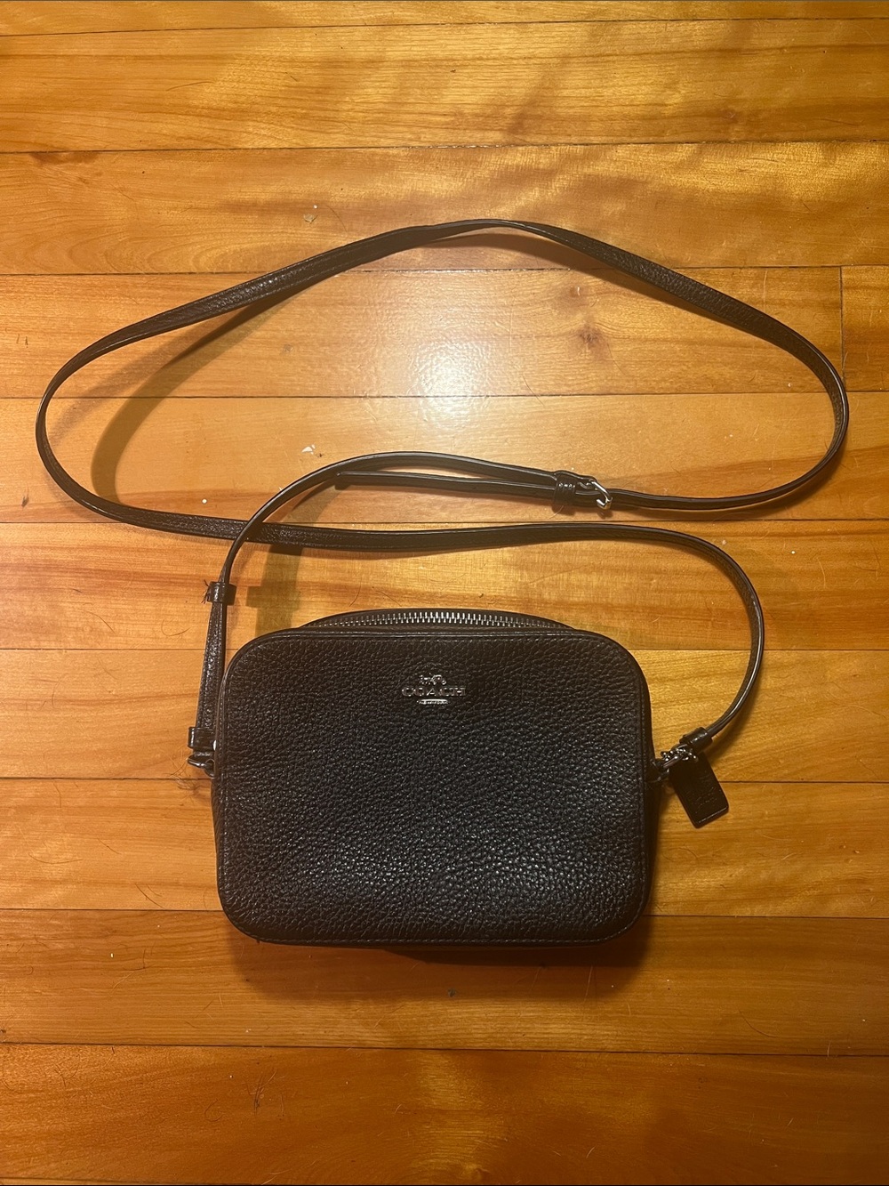 Coach Mini Jamie Camera Bag Refined Pebble Leather Black